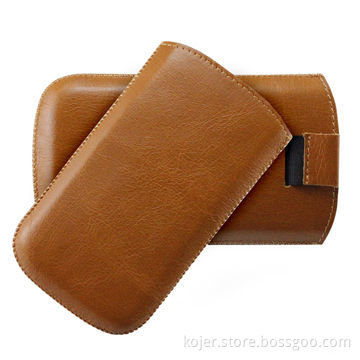 Cell Phone Pouch for iPhone 4/4S, Made of PU Leather Material with Retractable Pull-tab